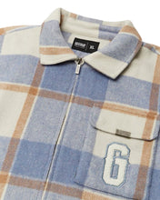 Load image into Gallery viewer, Geedup Play for Keeps PFK Flannel Jacket in Light Blue Cream White (2025)