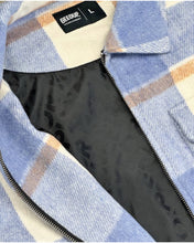 Load image into Gallery viewer, Geedup Play for Keeps PFK Flannel Jacket in Light Blue Cream White (2025)