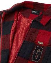 Load image into Gallery viewer, Geedup Play for Keeps PFK Flannel Jacket in Red and Navy (2024)