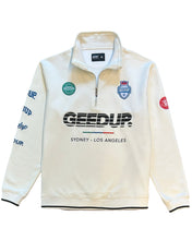 Load image into Gallery viewer, Geedup Sportsman Badges Quarert Zip Jumper in Cream (2023)