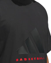Load image into Gallery viewer, Adidas Basketball Short Sleeve Oversized T-Shirt in Black / Red - Bisy Clothing