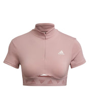 Load image into Gallery viewer, Adidas Hyperglam Crop Zip T-Shirt in Pink - Bisy Clothing