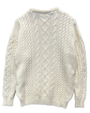 Load image into Gallery viewer, Basix Vintage Acrylic Cable Knit Wool Jumper in White - Bisy Clothing