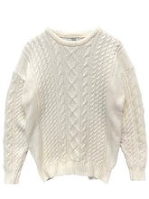 Load image into Gallery viewer, Basix Vintage Acrylic Cable Knit Wool Jumper in White - Bisy Clothing