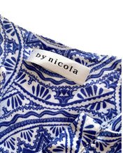 Load image into Gallery viewer, BY NICOLA Size 6 (AU) Geometric Playsuit in Blue / White 270123 - Bisy Clothing
