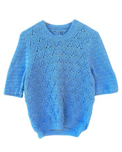 Load image into Gallery viewer, Crochet Knit Top Hand Made in Blue ⏐ Size M - Bisy Clothing