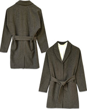 Load image into Gallery viewer, Esprit Tweed Belted Wrap Wool Coat in Brown - Bisy Clothing
