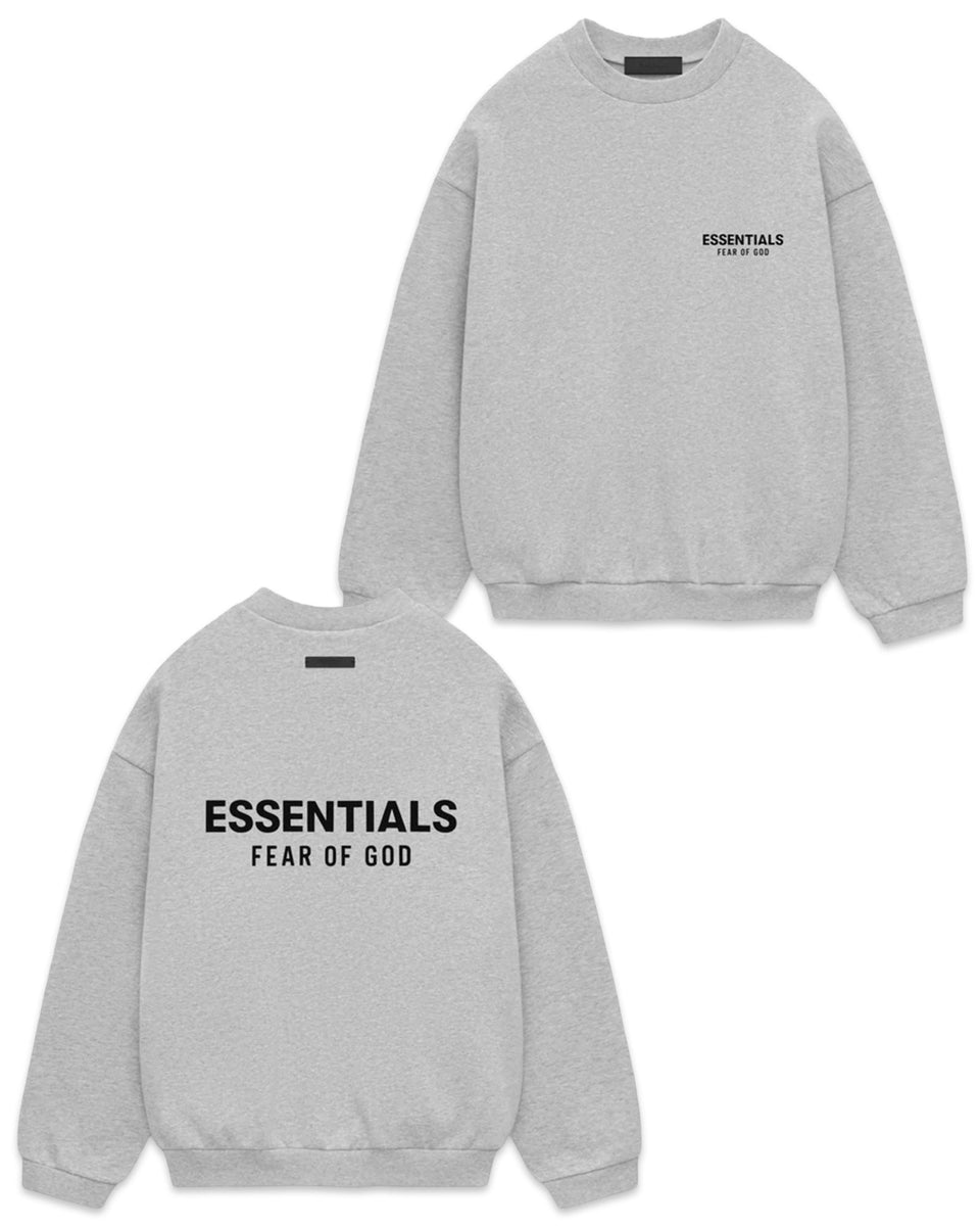 Buy the Essentials Fear of God Fleece Crewneck Light Heather Grey (FW ...