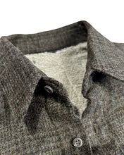 Load image into Gallery viewer, Flannel Sherpa Lined Button Jacket in Brown Tweed - Bisy Clothing