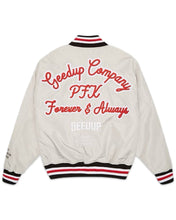 Load image into Gallery viewer, Geedup Company Varsity Bomber Jacket in Grey/Red - Bisy Clothing