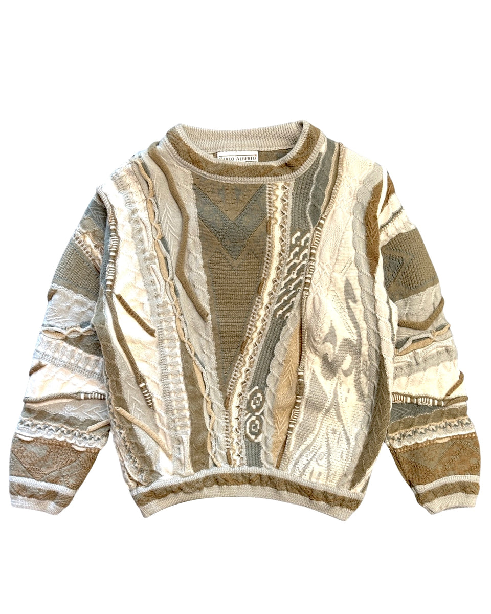 Carlo Alberto Vintage 3D Knit Wool Coogi Style Jumper Size M