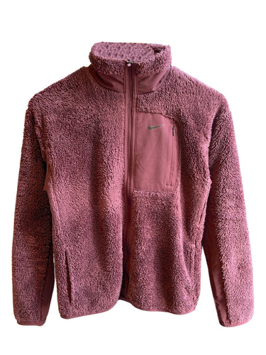 Nike Fleece Sherpa Zip Jacket Burgundy Womens ⏐ Size XS