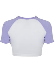 Load image into Gallery viewer, Reebok Classics Crop Sparkle T-Shirt in White / Lilac Glow - Bisy Clothing