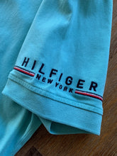 Load image into Gallery viewer, TOMMY HILFIGER Size S TH NY Polo Shirt in Teal Sleeve Embroidery Men's DEC87 - Bisy Clothing