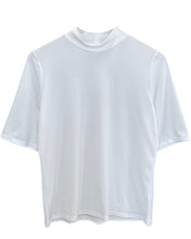 Load image into Gallery viewer, Witchery Mock Neck Short Sleeve Texture T-Shirt in White - Bisy Clothing