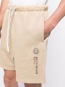AAPE By *A Bathing Ape® Embroidered Badge Sweat Shorts Beige ⏐ Multiple Sizes