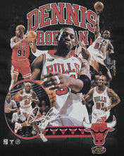 Load image into Gallery viewer, Mitchell &amp; Ness Dennis Rodman Player T-Shirt in Black ⏐ Size S