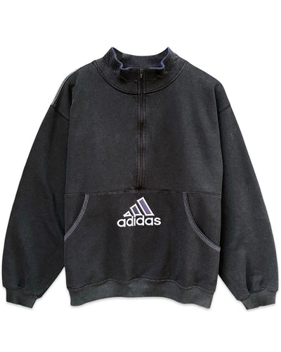 Adidas 1/2 Zip Sweatshirt in Black and Purple (Vintage)
