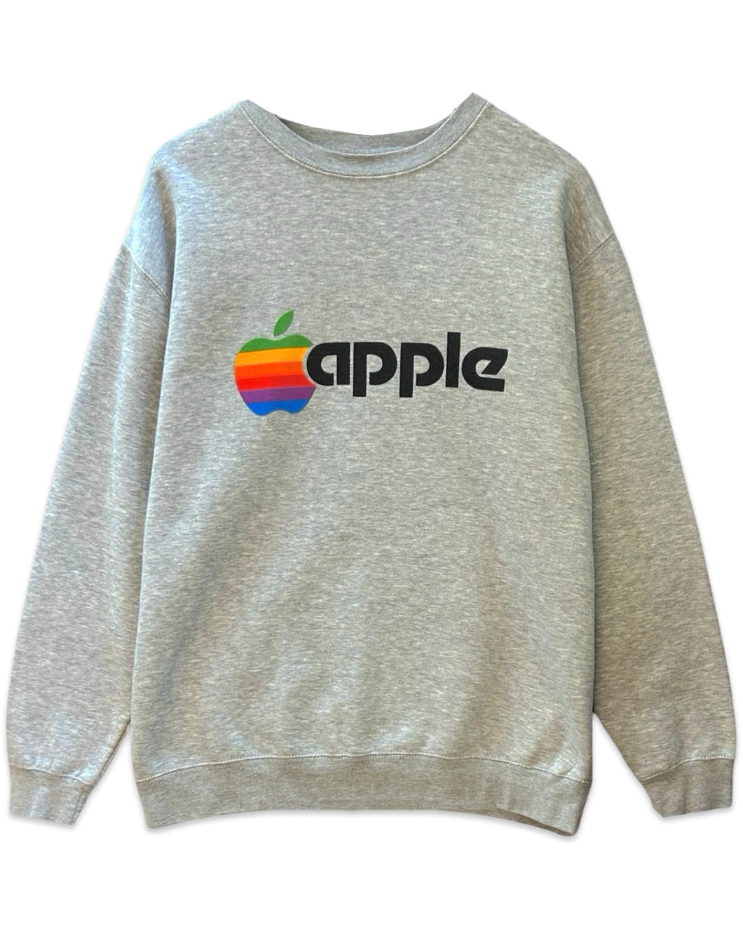 Apple Computers Rainbow Logo Crew in Heather Grey
