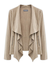 Load image into Gallery viewer, Bagatelle Faux Suede Waterfall Jacket Open Front Drape Coat