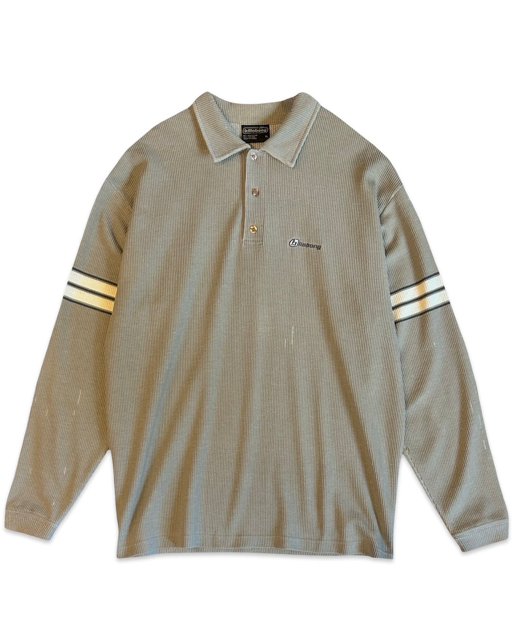 Billabong Long Sleeve Waffle Knit Polo Shirt in Grey (Vintage)