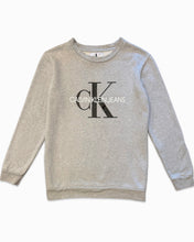 Load image into Gallery viewer, Calvin Klein Core Monogram Logo Sweatshirt in Light Grey Heather with chest monogram logo