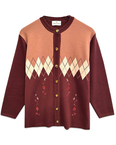 Carla Ferroni by Lady Jane Long Sleeve Cardigan in Burgundy (Vintage)