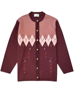 Carla Ferroni by Lady Jane Long Sleeve Cardigan in Burgundy (Vintage)