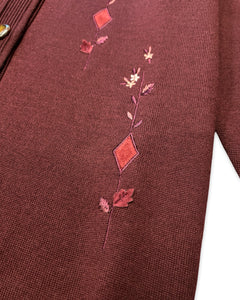 Carla Ferroni by Lady Jane Long Sleeve Cardigan in Burgundy (Vintage)