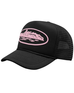 Corteiz Alcatraz Puff Print Trucker Hat in Black and Purple (2024)