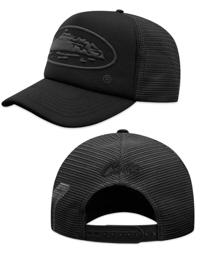 Corteiz Alcatraz Puff Print Trucker Hat Triple Black (2025)