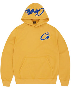 Corteiz Satin C Star Appliqué Hoodie in Mustard Yellow (SS24)