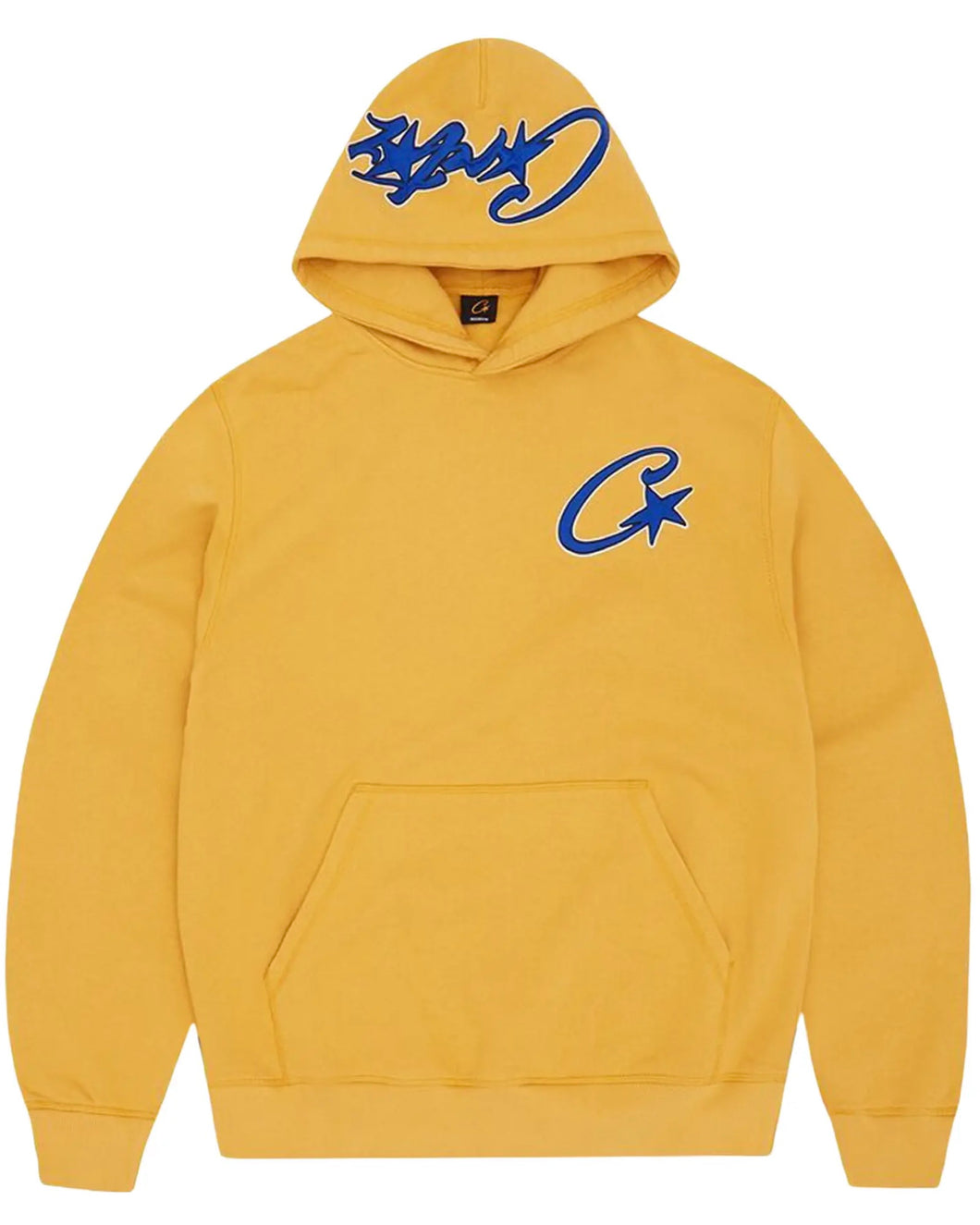 Corteiz Satin C Star Appliqué Hoodie in Mustard Yellow (SS24)