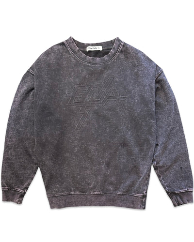 Ena Pelly Washed Vintage Emboss Logo Crew in Vintage Black