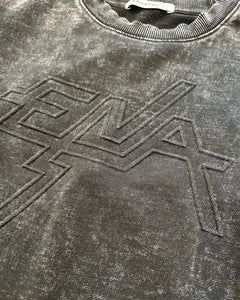 Ena Pelly Washed Vintage Emboss Logo Crew in Vintage Black