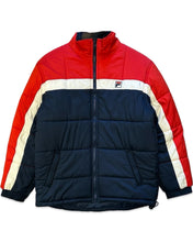 Load image into Gallery viewer, Fila Puffer Zip Jacket in Navy and Red (Vintage)