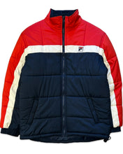 Load image into Gallery viewer, Fila Puffer Zip Jacket in Navy and Red (Vintage)