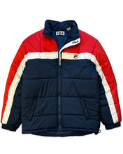 Load image into Gallery viewer, Fila Puffer Zip Jacket in Navy and Red (Vintage)