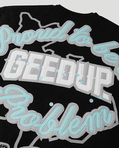 Geedup Proud To Be A Problem Crewneck Black/Light Blue Del.04/24
