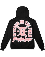 Load image into Gallery viewer, Geedup 13 Years in the Field  PFK Hoodie Black and Pink (2023) Bisy Fremantle