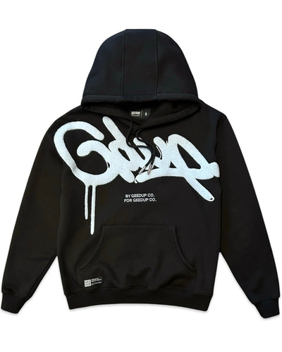 Geedup Handstyle Hoodie in Black and Baby Blue (2024)
