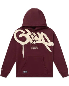 Geedup Handstyle Hoodie in Maroon and Cream (2024)