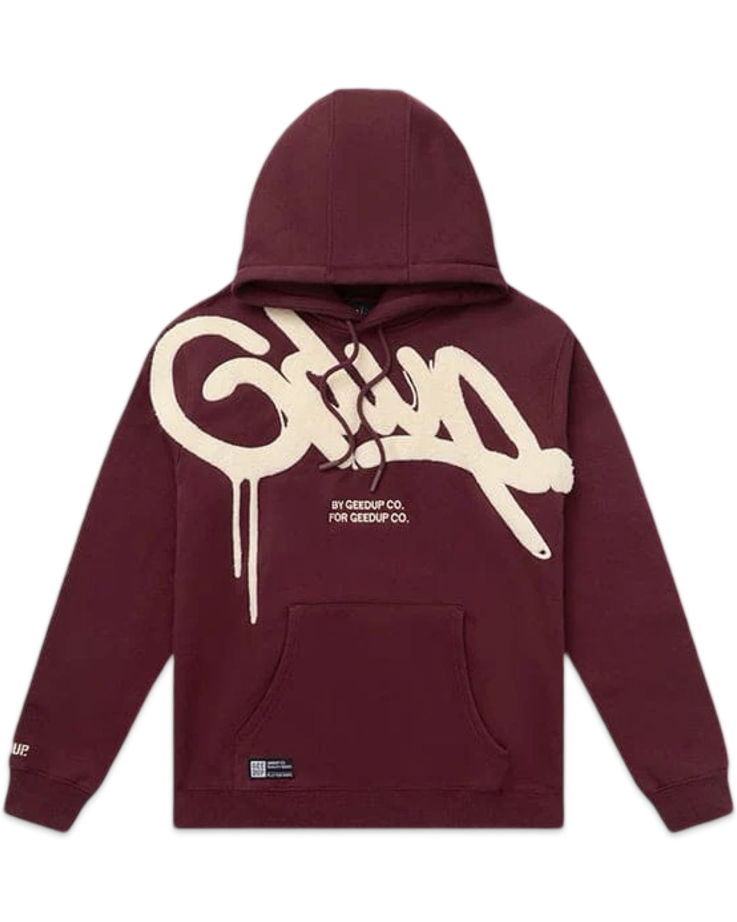 Geedup Handstyle Hoodie in Maroon and Cream (2024)