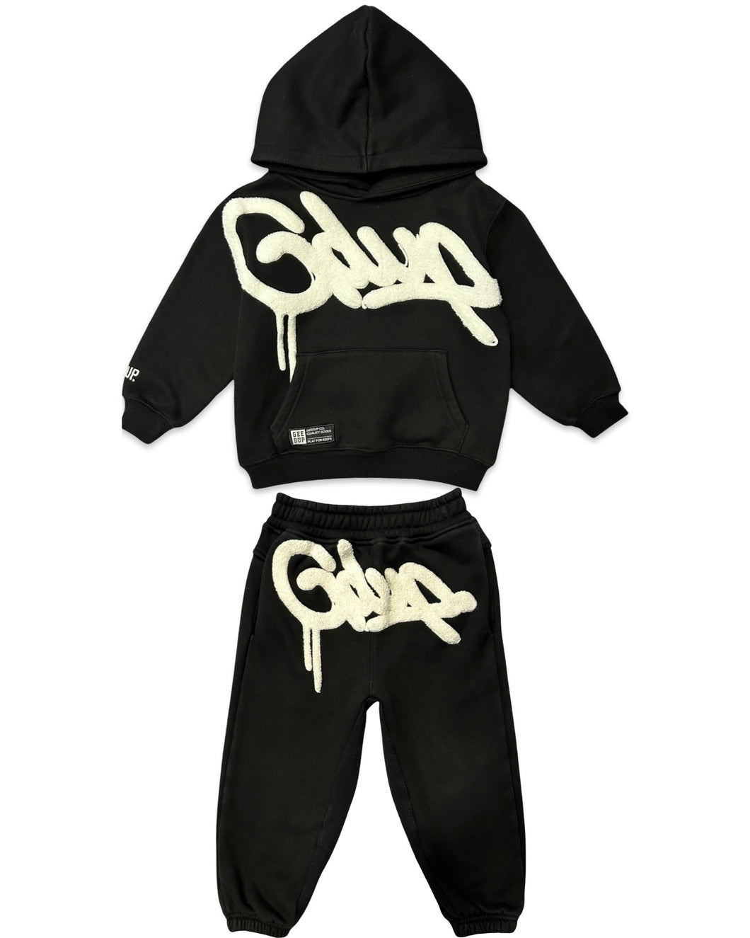 Geedup Kids Handstyle Tracksuit in Black and White (2023)