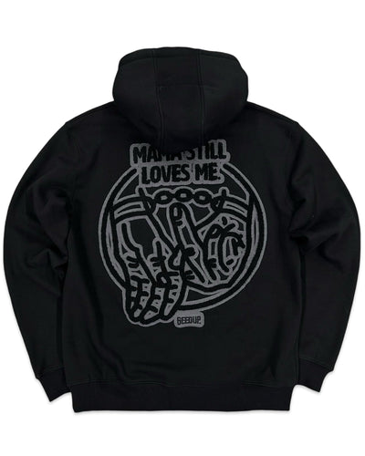 Geedup Mama Still Loves Me Hoodie in Black and Grey (2023)