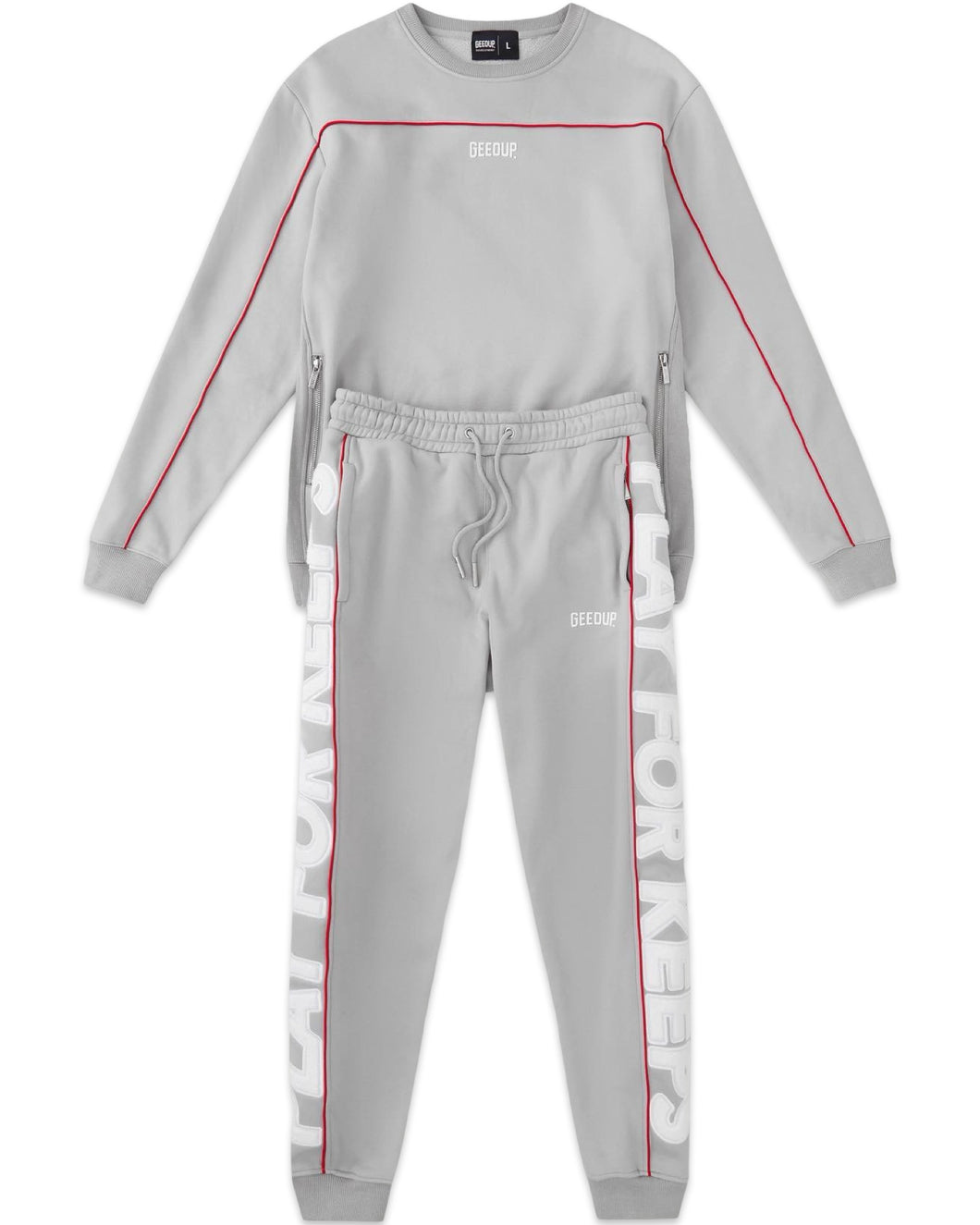 Geedup PFK Play for Keeps Tracksuit Set in Grey and Red (2023)