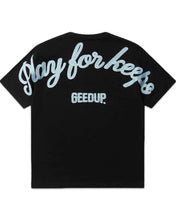 Load image into Gallery viewer, Geedup  PFK Script T-Shirt Black and Blue (2025)