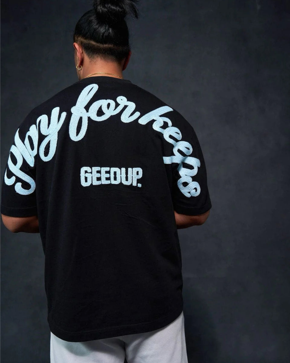 Buy the Geedup PFK Script T-Shirt Black and Blue (2025) at Bisy ...