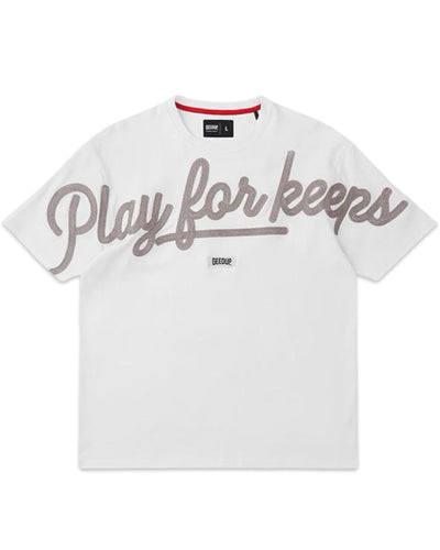 Geedup PFK Script T-Shirt in White and Grey (2023)