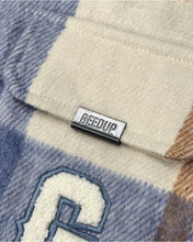 Load image into Gallery viewer, Geedup Play for Keeps PFK Flannel Jacket in Light Blue Cream White (2025)